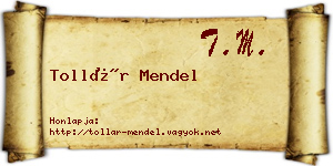 Tollár Mendel névjegykártya